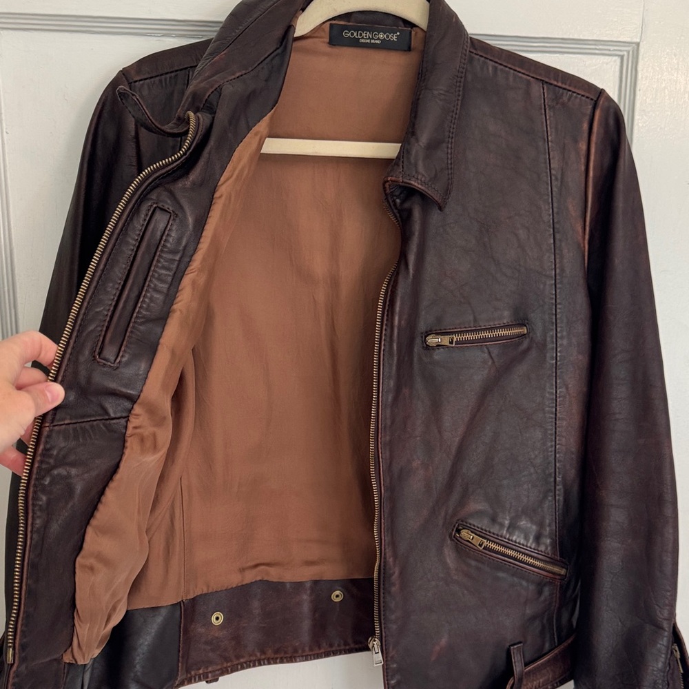 Golden Goose Dark Brown Leather Jacket - Size L - Picture 15 of 17